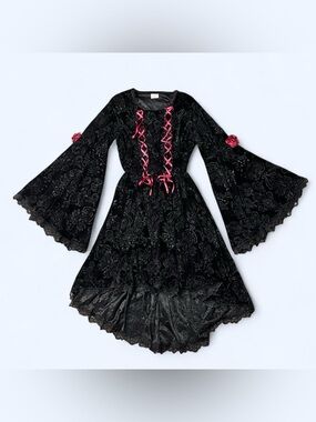 Goth Black Velvet Floral Dress by Spirit Halloween!